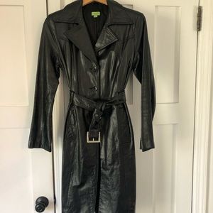 Vintage black leather trench